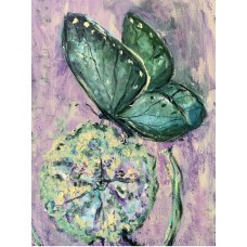 Dandelions and a butterfly - original, acrylic painting on canvas 75 * 95 cm, wildflowers, summer sunset, artist Marina Stognieva